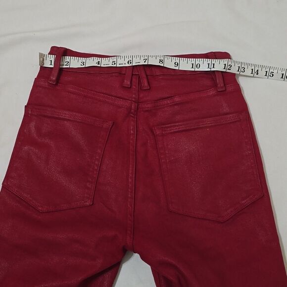 GOOD AMERICAN RED WAXED JEANS SIZE 2/26 - Picture 5 of 9